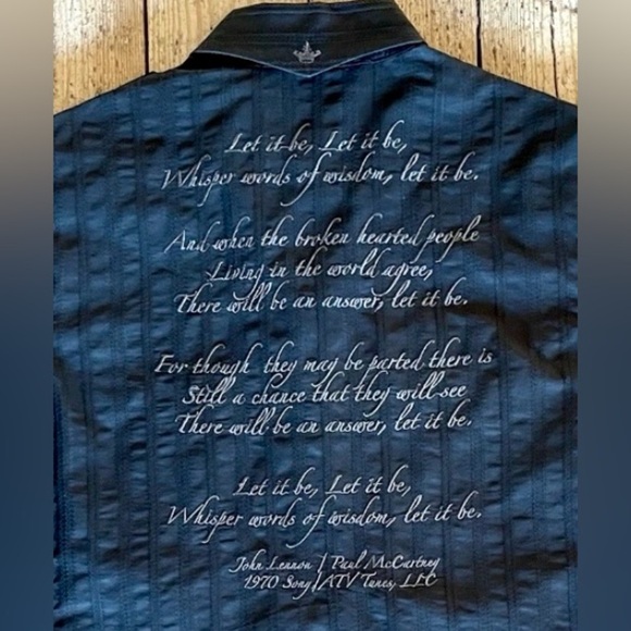 English Laundry Beatles “Let It Be” Black Embroidered Shirt Sz Small - Picture 3 of 10